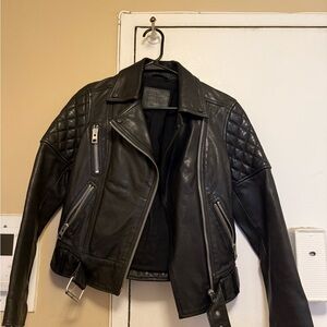 All Saints Black Leather Biker Jacket